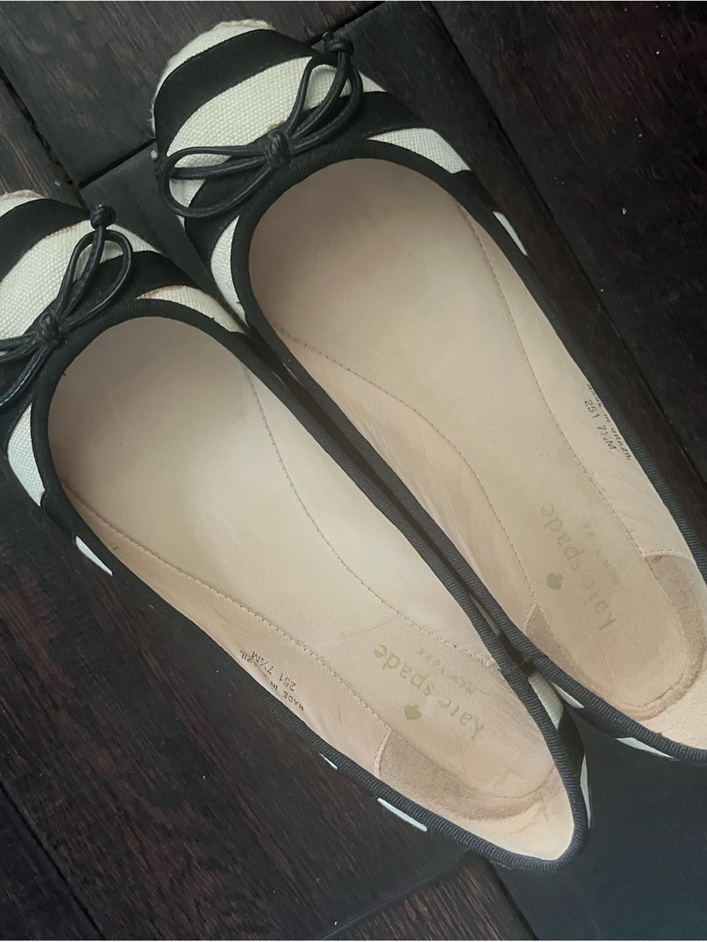 Kate Spade Black & White Striped Espadrille Flats Sz 7.5